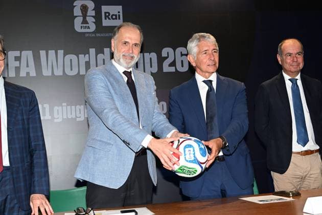 IPA85166858 - Rome : Olympic Stadium Press Room . Presentation FIFA World Cup 2026 . In the photo : Giampaolo Rossi,Andrea Abodi  Copyright: xMaurizioxD Avanzox xMaurizioxDxAvanzox 85166858