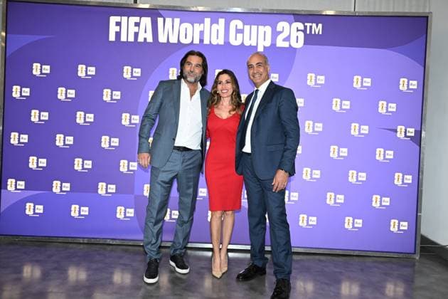 IPA85167229 - Rome : Olympic Stadium Press Room . FIFA World Cup 2026 Presentation . In the photo : Lele Adani,Incoronata Boccia,Giuseppe Galati  Copyright: xMaurizioxD Avanzox xMaurizioxDxAvanzox 85167229