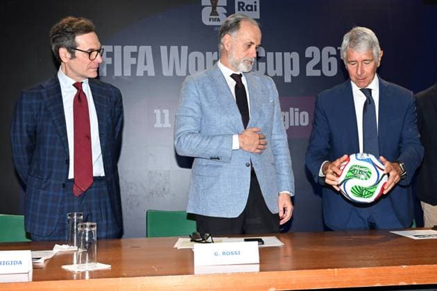 IPA85167244 - Rome : Olympic Stadium Press Room . Presentation FIFA World Cup 2026 . In the photo : Marco Lollobrigida,Giampaolo Rossi,Andrea Abodi  Copyright: xMaurizioxD Avanzox xMaurizioxDxAvanzox 85167244