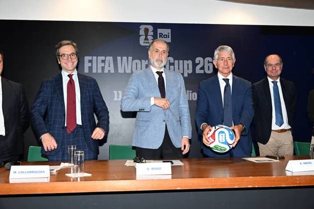 IPA85167246 - Rome : Olympic Stadium Press Room . Presentation FIFA World Cup 2026 . In the photo : Marco Lollobrigida,Giampaolo Rossi,Andrea Abodi  Copyright: xMaurizioxD Avanzox xMaurizioxDxAvanzox 85167246