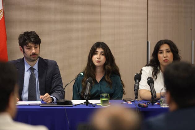May 29, 2026, Brussels, Belgium: Rosa Zaraei, a postgraduate in international politics and human rights activist in London, delivers her opening remarks at the panel table. Representatives of Iranian youth communities from across Europe gathered for a press conference in Brussels titled Iran: Wave of Political Executions The EU™s Responsibility & Policy Options. During the event, human rights activists and youth association leaders presented a joint statement signed by over 1,000 young Iranians calling on the European Union to halt political executions in Iran, recognize the Iranian people s right to democratic change, and support the upcoming international demonstration in Paris on June 20. Brussels Belgium  - ZUMAs197 20260529_aaa_s197_155 Copyright: xSiavoshxHosseinix