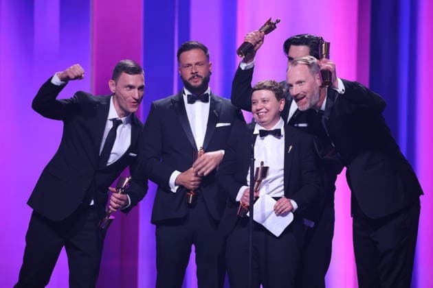 DEUTSCHER FILMPREIS 2026 - SHOW Claudio Demel, Billie Mind, Kai Tebbel, Sebastian Heyser, Jürgen Schulz IN DIE SONNE SCHAUEN- BESTE TONGESTALTUNG bei der Verleihung DEUTSCHER FILMPREIS 2026 in Berlin *** GERMAN FILM AWARD 2026 SHOW Claudio Demel, Billie Mind, Kai Tebbel, Sebastian Heyser, Jürgen Schulz IN DIE SONNE SCHAUEN BESTE TONGESTALTUNG at the GERMAN FILM AWARD 2026 ceremony in Berlin Copyright: xEventpressxFuhrx