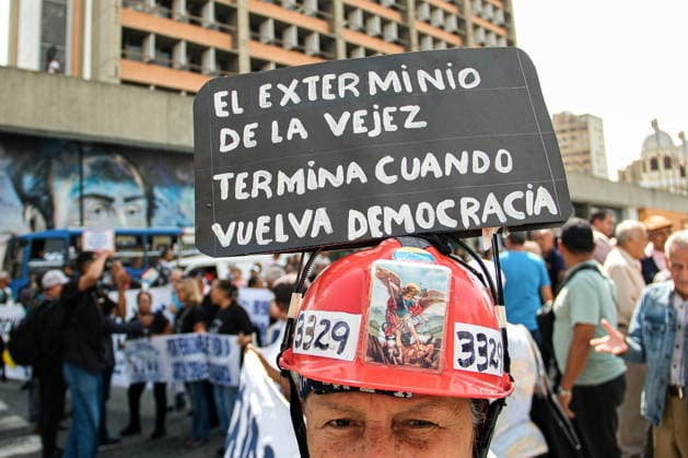 Retirees protest in Caracas on Senior Citizens’ Day over living conditions CARACAS, VENEZUELA - MAY 29: Retirees and pensioners gather at the corner of Salas Street on Senior Citizens’ Day to protest and demand improved living conditions, including a fair increase in pensions and access to essential social benefits, in Caracas, Venezuela, on May 29, 2026. Representatives from various sectors, including education, health, and universities, submit formal complaints and documents calling for dignified pensions, improved healthcare, and recovery of purchasing power. Diko Betancourt Anadolu Caracas Venezuela. Editorial use only. Please get in touch for any other usage.  Copyright: x2026xAnadoluxDikoxBetancourtx