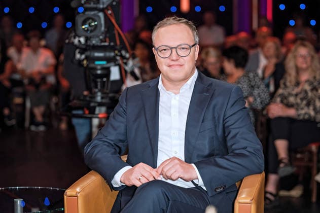 MDR - Riverboat. Mario Voigt ( CDU Ministerpräsident Thüringen ) anläßlich der Aufzeichnung der MDR - Talkshow Riverboat am 29.05.2026 in der Mediacity Leipzig. 20260529SFL0036 *** MDR Riverboat Mario Voigt CDU Prime Minister of Thuringia on the occasion of the recording of the MDR talk show Riverboat on 29 05 2026 in the Mediacity Leipzig 20260529SFL0036