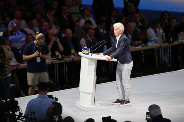 Berlin, Deutschland, 30.05.2026: Estrel: 77. Bundesparteitag der FDP: Marie-Agnes Strack-Zimmermann hält eine Rede und bewirbt sich für den Parteivorsitz *** Berlin, Germany, 30 05 2026 Estrel 77 Federal Party Conference of the FDP Marie Agnes Strack Zimmermann gives a speech and applies for the party chairmanship Copyright: xdtsxNachrichtenagenturx dts_121168