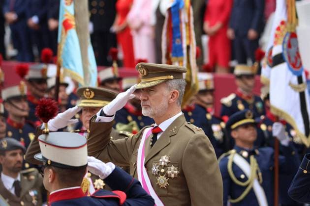 Spanish King Felipe VI, Spanish Queen Letizia and Spanish Infanta Leonor during Spain s National Armed Forces Day 2026 in Vigo on Friday, 29 May 2026. Cordon Press 