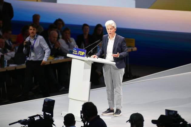 Berlin, Deutschland, 30.05.2026: Estrel: 77. Bundesparteitag der FDP: Marie-Agnes Strack-Zimmermann hält eine Rede und bewirbt sich für den Parteivorsitz *** Berlin, Germany, 30 05 2026 Estrel 77 Federal Party Conference of the FDP Marie Agnes Strack Zimmermann gives a speech and applies for the party chairmanship Copyright: xdtsxNachrichtenagenturx dts_121177