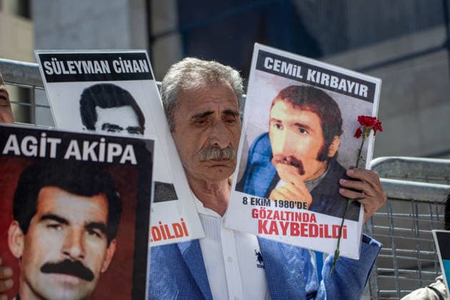 May 30, 2026, Istanbul, Istanbul, Turkey: Relatives of victims of enforced disappearances gather during the 1105th weekly vigil of the Saturday Mothers at Galatasaray Square in Istanbul, Turkey, on May 30, 2026. Families spent another holiday searching for answers about their missing loved ones and demanding truth, justice, and accountability. During a press statement, participants asked authorities to clarify the fate and whereabouts of those who disappeared in custody and reiterated their call for an end to impunity. The Saturday Mothers have continued their peaceful struggle for decades to uncover the fate of forcibly disappeared individuals in Turkey. Istanbul Turkey - ZUMAt171 20260530_zip_t171_012 Copyright: xAbdullahxTepelix