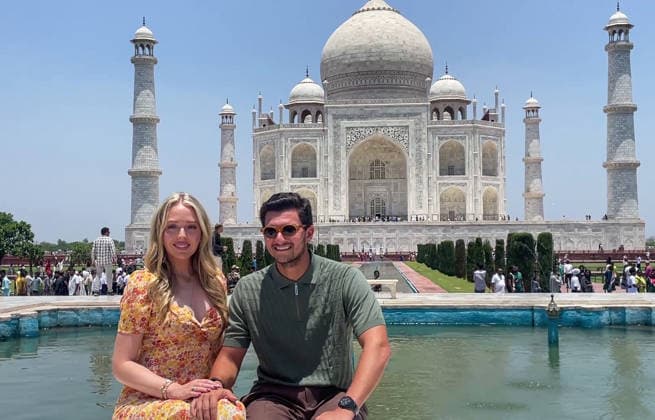 RECORD DATE NOT STATED Daughter of US President Donald Trump, Tiffany Trump with her husband Michael Boulos visits the Taj Mahal Agra, May 30 (ANI): Daughter of US President Donald Trump, Tiffany Trump with her husband Michael Boulos visits the Taj Mahal, in Agra on Saturday. (ANI Video Grab) Agra Uttar Pradesh India Copyright: xANIx ANI_20260530061