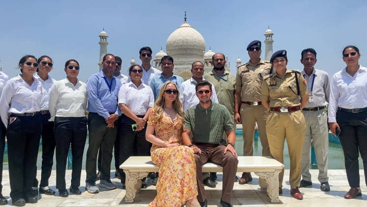 RECORD DATE NOT STATED Daughter of US President Donald Trump, Tiffany Trump with her husband Michael Boulos visits the Taj Mahal Agra, May 30 (ANI): Daughter of US President Donald Trump, Tiffany Trump with her husband Michael Boulos visits the Taj Mahal, in Agra on Saturday. (ANI Video Grab) Agra Uttar Pradesh India Copyright: xANIx ANI_20260530063