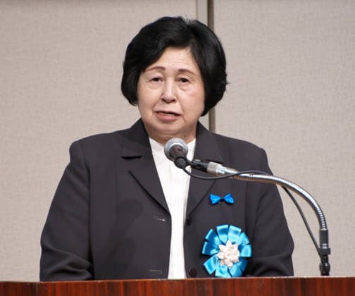 Former abductee by North Korea Hitomi Soga speaks during the Rally of families of victims kidnapped by North Korea in Tokyo, Japan on Saturday, May 30, 2026.  TKP2026053006 KEIZOxMORI