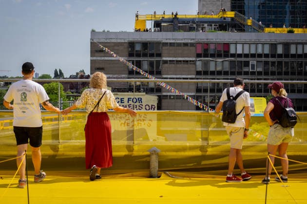 Rotterdam Rooftop Days event held in the Netherlands ROTTERDAM, NETHERLANDS - MAY 30: A view of the open roofs as visitors walk from roof to roof, exploring 12 interconnected rooftops via stairs and bridges and enjoying views of the city in Rotterdam, Netherlands, on May 30, 2026. The Rotterdam Rooftop Days Foundation has organized the 11th edition of the Rotterdam Rooftop Days event. The flat rooftops of 42 buildings in the city center were opened to the public. Abdullah Asiran Anadolu Rotterdam Netherlands. Editorial use only. Please get in touch for any other usage.  Copyright: x2026xAnadoluxAbdullahxAsiranx