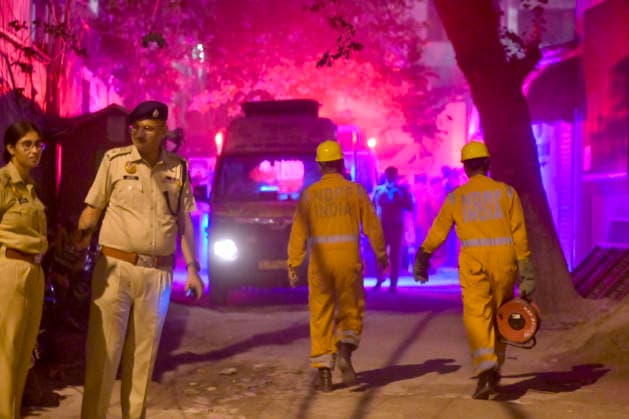 NEW DELHI, INDIA - MAY 30: Rescue personnel carry out rescue operations at the site of a five-storey building collapse on Westend Marg in Saidulajab, South Delhi, on May 30, 2026 in New Delhi, India. Several people are feared trapped under the rubble. The building housed a coaching institute on the ground floor. Construction work was ongoing on upper floors. Rescue operations are underway. Fire tenders and police are at the scene. Locals are assisting in the search efforts. (Photo by Raj K Raj Hindustan Times ) Multi-Storey Building Collapses In Delhi™s Saket; Several Feared Trapped