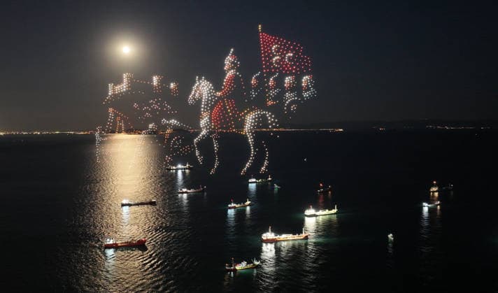 573rd anniversary of the Conquest of Istanbul ISTANBUL, TURKIYE - MAY 30: A synchronized drone light show, organized by the Istanbul Governorate to commemorate the 573rd anniversary of the Conquest of Istanbul, is held at the Yenikapi Event Space in Istanbul, Turkiye, on May 30, 2026. Islam Yakut Anadolu Istanbul Turkey. Editorial use only. Please get in touch for any other usage.  Copyright: x2026xAnadoluxIslamxYakutx
