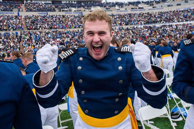 May 30, 2026, Colorado Springs, Co, United States: Cadets react with joy, at the conclusion of the U.S. Air Force Academy Class of 2026 graduation ceremony at Falcon Stadium, May 28, 2026 in Colorado Springs, Colorado. A total of 931 cadets received commissions as second lieutenants in the U.S. Air Force and U.S. Space Force. Colorado Springs United States - ZUMAp138 20260530_zaa_p138_009 Copyright: xTrevorxCokley U.S.xAirx
