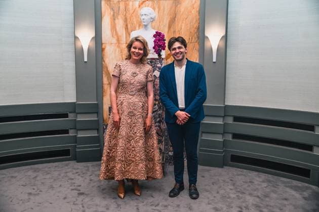 Queen Mathilde of Belgium and the winner Ettore Pagano of Italy pictured after the final of the 2026 Queen Elisabeth Cello Competition, at the Brussels Bozar concert hall, Saturday 30 May 2026. This year s edition of the competition for career-starting musicians takes place from 4 to 30 May.  EMILExWINDAL 175504784
