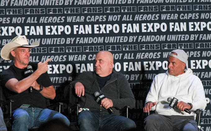 May 30, 2026, Philadelphia, Pennsylvania, United States: Actors BRENDAN WAYNE, JONNY COYNE, and TEMUERA MORRISON, participate in a fan Q&A the Philadelphia FanExpo held at the Philadelphia Convention Center in downtown Philadelphia PA Philadelphia United States - ZUMArf1_ 20260530_zaf_rf1_093 Copyright: xRickyxFitchettx