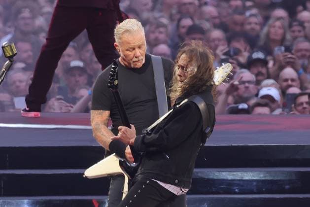 30.05.2026, Metallica im Konzert live im Olympiastadion, Berlin, Sänger und Gitarrist James Hetfield, Kirk Hammet, Lars Ulrich, Robert Trujilo, Berlin *** 30 05 2026, Metallica in concert live at the Olympiastadion, Berlin, singer and guitarist James Hetfield, Kirk Hammet, Lars Ulrich, Robert Trujilo, Berlin