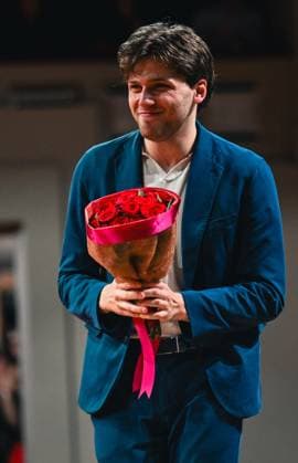 the winner Ettore Pagano of Italy pictured after the final of the 2026 Queen Elisabeth Cello Competition, at the Brussels Bozar concert hall, Saturday 30 May 2026. This year s edition of the competition for career-starting musicians takes place from 4 to 30 May.  EMILExWINDAL 175512748