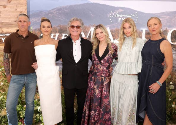 Matthew Fox, Beau Garrett, Kurt Russell, Michelle Pfeiffer, Elle Chapman, and Christina Alexandra Voros attend the LA Emmy FYC Official Clips And Conversation For Paramount+ Original The Madison at the Television Academy s Wolf Theatre at the Saban Media Center in North Hollywood on Saturday, May 30, 2026.  LAP20260530278 GREGxGRUDT