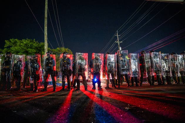 Clashes outside ICE Detention Facility in New Jersey NEW JERSEY, UNITED STATES - MAY 30: Protestors and New Jersey State Police clash outside Delaney Hall, a private prison being used as an ICE detention center, in Newark, New Jersey, United States on May 30, 2026. Delaney Hall has been the site of ongoing protests due to poor living conditions for ICE detainees. Thomas Hengge Anadolu New Jersey United States. Editorial use only. Please get in touch for any other usage.  Copyright: x2026xAnadoluxThomasxHenggex