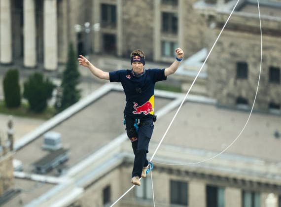 Slackliner walks between two tallest building in Warsaw Photo: Adam Burakowski East News Estonian slackliner Jaan Roose attempts to walk the highline between two tallest buildings in the Polish capital during the Red Bull Line of Time over Warsaw event on May 31, 2026 in Warsaw, Poland. The 500-meter-long slackline is stretched between the communist era, Soviet designed Palace of Culture and Science and recently constructed, designed by Foster and Partners Varso Tower at 180 meters above street level. EN_01678444_0048 