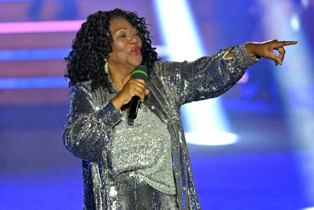 30.05.2026, STARnacht am Neusiedler See im Burgenland (AUT), Seebühne Mörbisch, Im Bild: Boney M. feat. Liz Mitchell, *** 30 05 2026, STARnacht am Neusiedler See in Burgenland AUT , Seebühne Mörbisch, in the picture Boney M feat Liz Mitchell,