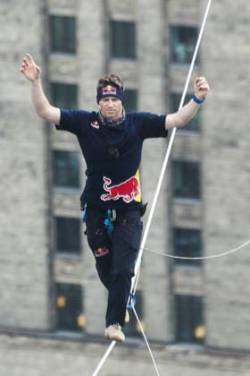Jaan Roose crossed a highline between two tallest Polish building WARSAW, POLAND - MAY 31: Jaan Roose walks a highline between the Palace of Culture and Science and Varso Tower during the Red Bull Time Line in Warsaw, Poland, May 31, 2026. During the event Estonian slackliner crossed a 500-meter-long line suspended about 180 meters above the city streets between two tallest buildings in Poland. Jakub Porzycki Anadolu Warsaw Poland. Editorial use only. Please get in touch for any other usage.  Copyright: x2026xAnadoluxJakubxPorzyckix