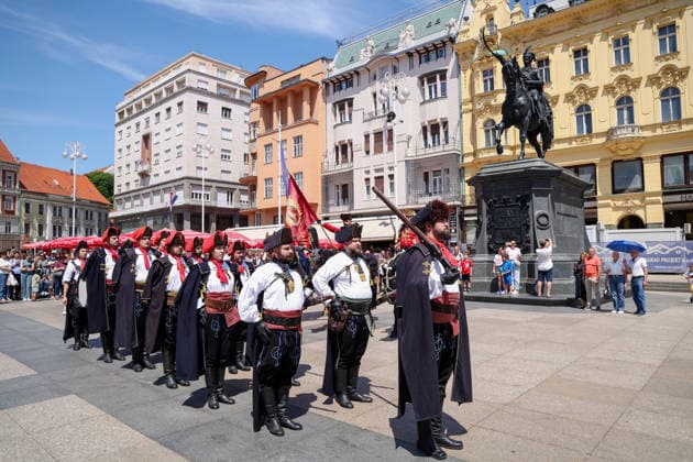 Celebration of Zagreb City Day with the Kravat Regiment on the Main Square The changing of the guard ceremony of Honorary Company of the Kravat Regiment during an annual celebration of the Croatian capital, held on May 31st, 2026, in Zagreb, Croatia.  MatijaxHabljak PIXSELL