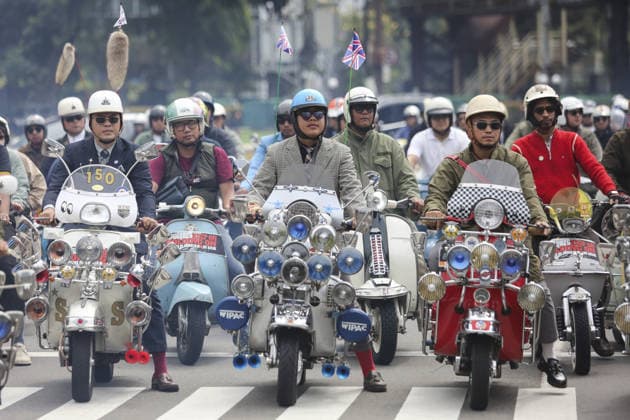 Vespa enthusiasts gather for the Jakarta Mods Mayday (JMM) 2026 Festival in Indonesia JAKARTA, INDONESIA - MAY 31: Thousands of Vespa enthusiasts from around the world gather for Jakarta Mods Mayday (JMM) 2026, an annual event that unites scooter lovers in Jakarta, Indonesia on May 31, 2026. Organized by Warriors Jakarta Production, the event drew an estimated 5,000 participants who joined a convoy through the capital’s major streets. More than a celebration of scooter culture, JMM 2026 is expected to contribute positively to Jakarta’s tourism and creative economy. Indonesia has long been home to one of the largest Vespa communities in Southeast Asia, with deep roots dating back to the 1960s. Vespa clubs thrive in nearly every province, ser  Copyright: x2026xAnadoluxAgoesxRudiantox