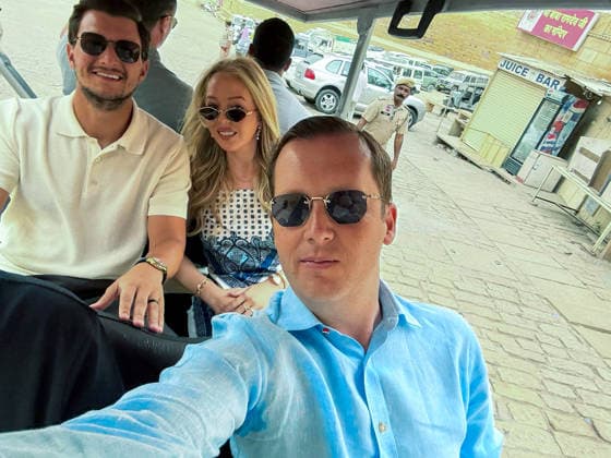 RECORD DATE NOT STATED US President Donald Trump s daughter Tiffany Trump and his son-in-law, Michael Boulos, visit Sonar Fort Jaisalmer, May 31 (ANI): US Ambassador to India, Sergio Gor, takes a selfie with US President Donald Trump s daughter Tiffany Trump and his son-in-law, Michael Boulos, during their visit to Sonar Fort, in Jaisalmer on Sunday. (@USAmbIndia X ANI Photo) Jaisalmer Rajasthan India Copyright: xANIx ANI_20260531324
