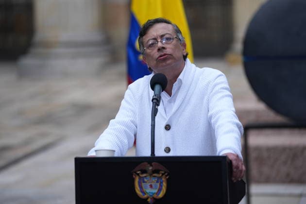 Colombian presidential elections BOGOTA, COLOMBIA - MAY 31: Colombian President Gustavo Petro delivers a speech as he casts his vote at Polling Station No. 1, marking the start of the presidential election day, where voters head to the polls to elect the country s next president in Bogota, Colombia on May 31, 2026. Juancho Torres Anadolu Bogota Colombia. Editorial use only. Please get in touch for any other usage.  Copyright: x2026xAnadoluxJuanchoxTorresx