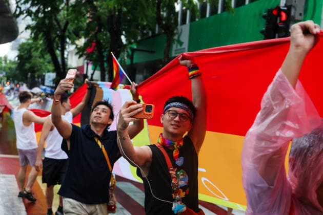 Bangkok Pride Parade in Thailand - 31 May 2026 Protesters march with rainbow flags during the Bangkok Pride Parade 2026 on Silom Road. Bangkok Thailand Copyright: xSeksanxRochanametakulx xSOPAxImagesx IMG_5459
