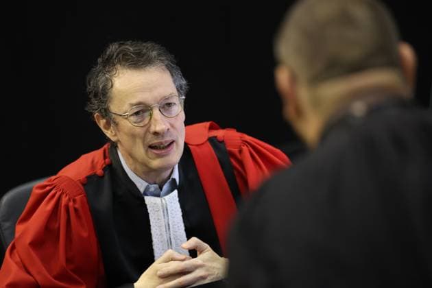 Public prosecutor Gilles Dupuis and Civil party lawyer David Gelay pictured during the trial of P. and A. Falzone, at the Court of Appeal of Mons, on Monday 01 June 2026. The trial of the two men concerns the 2022 tragedy in Strepy-Bracquegnies, where a car plowed into a carnival parade around 5:00. Six people died at the scene, and a seventh months later in the hospital. P. Falzone is charged with seven murder and 81 attempted murder. A. Falzone with failure to render aid to a person in danger. This is the fifth week of this extraordinary trial, the pleadings started.  VIRGINIExLEFOUR 175597131