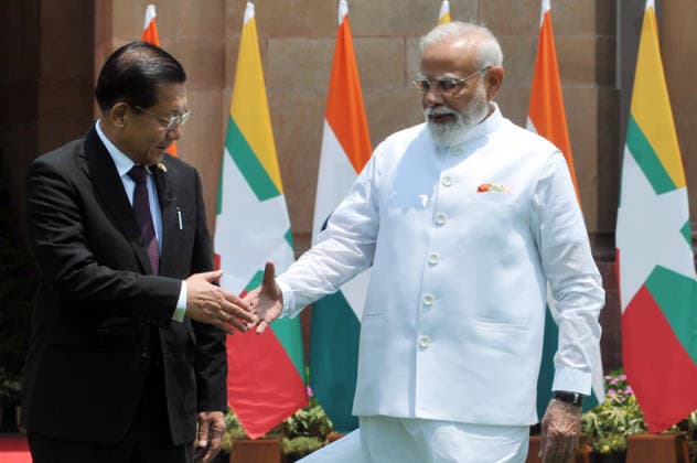 June 1, 2026, New Delhi, Delhi, India: Indian Prime Minister Narendra Modi shaking hand with Myanmar President Min Aung Hlaing during their meeting in Hyderabad House,in New Delhi, India, Monday, June 1, 2026, , INDIA New Delhi India  - ZUMAb226 20260601_zip_b226_002 Copyright: xRavixBatrax