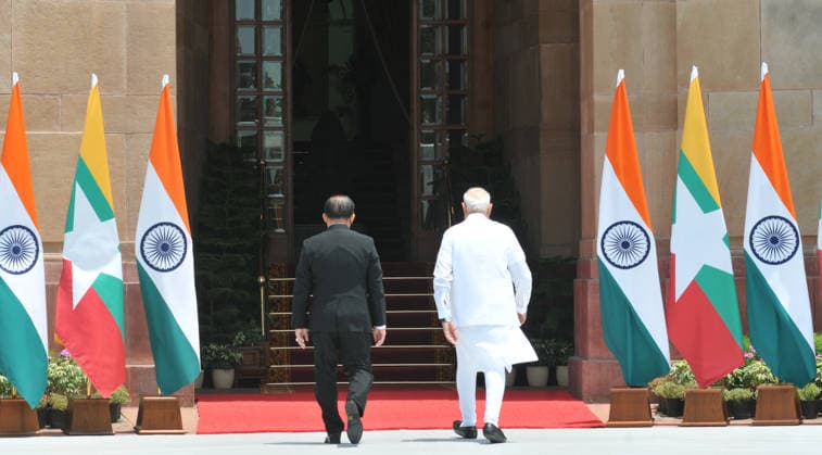 June 1, 2026, New Delhi, Delhi, India: Indian Prime Minister Narendra Modi, with Myanmar President Min Aung Hlaing during their meeting in Hyderabad House,in New Delhi, India, Monday, June 1, 2026, , INDIA New Delhi India - ZUMAb226 20260601_zip_b226_013 Copyright: xRavixBatrax