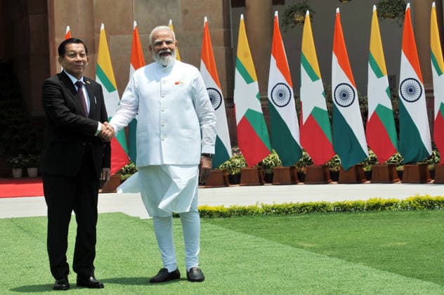 June 1, 2026, New Delhi, Delhi, India: Indian Prime Minister Narendra Modi shaking hand with Myanmar President Min Aung Hlaing during their meeting in Hyderabad House,in New Delhi, India, Monday, June 1, 2026, , INDIA New Delhi India - ZUMAb226 20260601_zip_b226_009 Copyright: xRavixBatrax