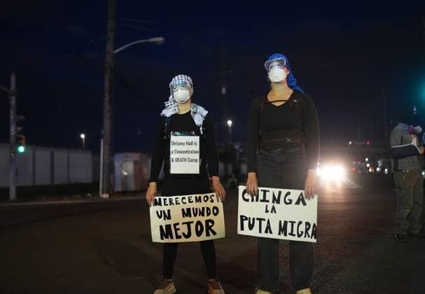 New Jersey police dispersed an anti-ICE protest and arrested protesters after curfew (2) NEW JERSEY, UNITED STATES - MAY 31: New Jersey state police dispersed a pro-immigrant protest and arrested nearly 20 protesters near Delaney detention facility of the Immigration and Customs Enforcement (ICE) after curfew was imposed in the region on Sunday, May 31, 2026. in New Jersey, U.S. The police removed the press from the area during the arrests. Selcuk Acar Anadolu New York United States. Editorial use only. Please get in touch for any other usage.  Copyright: x2026xAnadoluxSelcukxAcarx