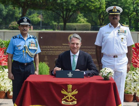 Australia™s Deputy PM and Defence Minister Richard Marles writes a tribute message after paying homage at the National War Memorial New Delhi, Jun 01 (ANI): Australia™s Deputy Prime Minister and Defence Minister Richard Marles writes a tribute message after paying homage at the National War Memorial, in New Delhi on Monday. New Delhi Delhi India Copyright: xANIx ANI_20260601076