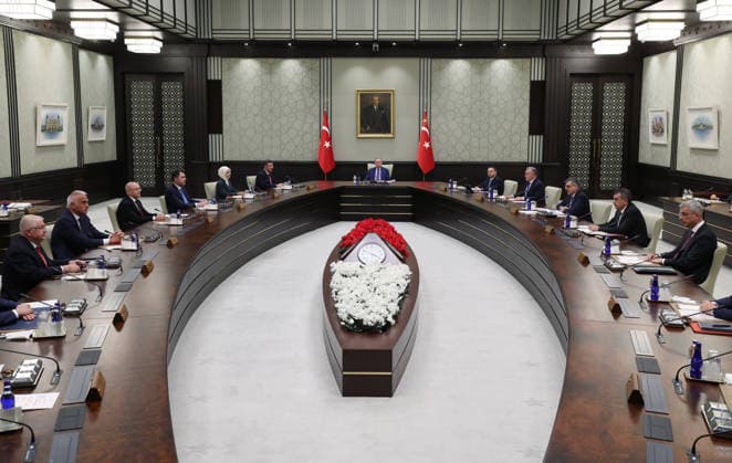Turkish President Recep Tayyip Erdogan ANKARA, TURKIYE - JUNE 1: (----EDITORIAL USE ONLY MANDATORY CREDIT - TURKISH PRESIDENCY MURAT CETINMUHURDAR HANDOUT - NO MARKETING NO ADVERTISING CAMPAIGNS - DISTRIBUTED AS A SERVICE TO CLIENTS----) Turkish President Recep Tayyip Erdogan chairs a Presidential Cabinet meeting at the Presidential Complex in Ankara, Turkiye, on June 1, 2026. TUR Presidency Murat Cetinmuhurdar Anadolu Ankara Turkey. Editorial use only. Please get in touch for any other usage.  Copyright: x2026xAnadoluxTURxPresidency MuratxCetinmuhurdarx
