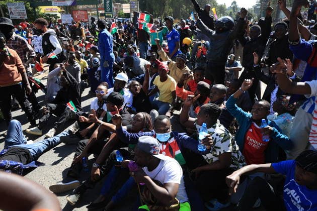 Protesters demonstrate the Ebola treatment center established or Americans in Kenya NANYUKI, KENYA - JUNE 1: Protesters march toward the entrance of Laikipia Air Base and chant slogans during a demonstration against plans to establish an Ebola quarantine facility for U.S. citizens diagnosed with Ebola in Nanyuki, Kenya, on June 1, 2026. Lucas Mukasa Anadolu Nanyuki Kenya. Editorial use only. Please get in touch for any other usage.  Copyright: x2026xAnadoluxLucasxMukasax