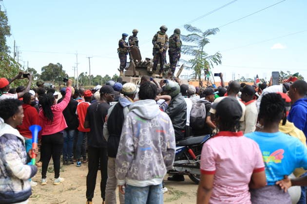 Protesters demonstrate the Ebola treatment center established or Americans in Kenya NANYUKI, KENYA - JUNE 1: Protesters march toward the entrance of Laikipia Air Base and chant slogans during a demonstration against plans to establish an Ebola quarantine facility for U.S. citizens diagnosed with Ebola in Nanyuki, Kenya, on June 1, 2026. Lucas Mukasa Anadolu Nanyuki Kenya. Editorial use only. Please get in touch for any other usage.  Copyright: x2026xAnadoluxLucasxMukasax