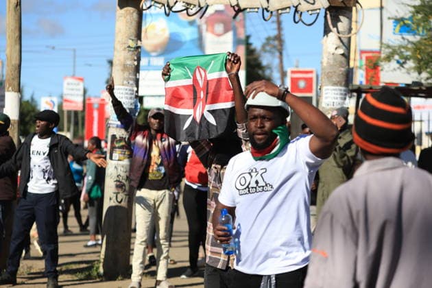 Protesters demonstrate the Ebola treatment center established or Americans in Kenya NANYUKI, KENYA - JUNE 1: Protesters march toward the entrance of Laikipia Air Base and chant slogans during a demonstration against plans to establish an Ebola quarantine facility for U.S. citizens diagnosed with Ebola in Nanyuki, Kenya, on June 1, 2026. Lucas Mukasa Anadolu Nanyuki Kenya. Editorial use only. Please get in touch for any other usage.  Copyright: x2026xAnadoluxLucasxMukasax