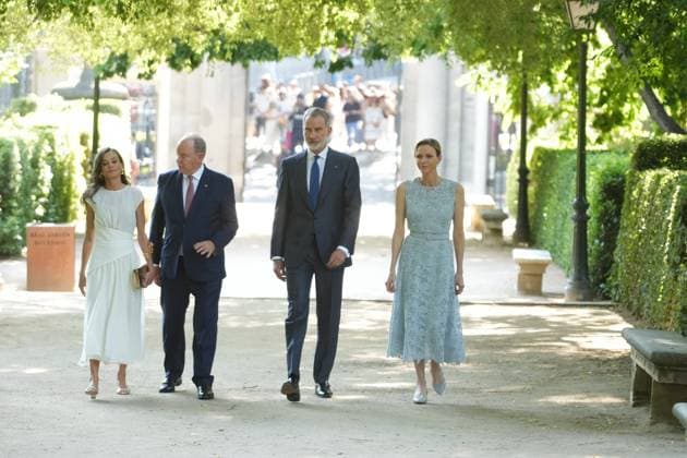 Spanish Queen Letizia, Monaco Prince Alberto II, Spanish King Felipe VI and Monaco Princess Charlene attending 150 anniversary of Primera misión diplomática entre Espana y Monaco in Madrid on Monday, 1 June 2026. Cordon Press 