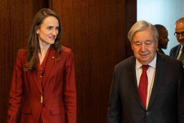 June 1, 2026, New York, New York, USA: Secretary-General Antonio Guterres meeting with Oana-Silvia Toiu, Minister for Foreign Affairs of Romania at UN Headquarters in New York, NY on June 1, 2026. New York USA - ZUMAr339 20260601_znp_r339_007 Copyright: xLevxRadinx