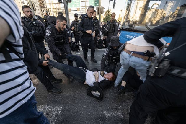 Ultra-Orthodox Jews protest mandatory military service in Jerusalem JERUSALEM - JUNE 1: Israeli police use stun grenades and mounted units to disperse ultra-Orthodox Jewish (Haredi) demonstrators protesting the detention of draft resisters and mandatory military service in West Jerusalem on June 1, 2026. Gathering at the Hamitarim Bridge, a major junction in the city, protesters condemned the arrest of nine Haredi men in Beit Shemesh a day earlier and blocked traffic, causing major disruptions before police moved to clear the roadway. Mostafa Alkharouf Anadolu Jerusalem Israel. Editorial use only. Please get in touch for any other usage.  Copyright: x2026xAnadoluxMostafaxAlkharoufx