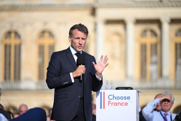 Choose France Business Summit - Paris French president Emmanuel Macron delivers a speech during a Choose France summit in Versailles, France on June 1, 2026. Photo by Eliot Blondet ABACAPRESS.COM Versailles France  Copyright: xBlondetxEliot ABACAx