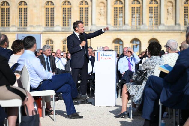 Choose France Business Summit - Paris French president Emmanuel Macron delivers a speech during a Choose France summit in Versailles, France on June 1, 2026. Photo by Eliot Blondet ABACAPRESS.COM Versailles France  Copyright: xBlondetxEliot ABACAx