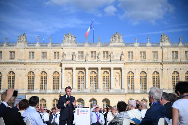 Choose France Business Summit - Paris French president Emmanuel Macron delivers a speech during a Choose France summit in Versailles, France on June 1, 2026. Photo by Eliot Blondet ABACAPRESS.COM Versailles France  Copyright: xBlondetxEliot ABACAx