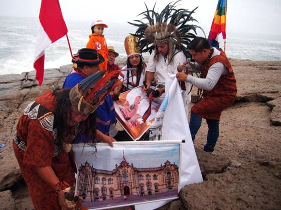 June 1, 2026, Lima, Lima, Peru: Ahead of the election runoff, shamans and healers in Peru performed an ancestral ceremony of spiritual integration at a rocky outcrop known as Salto del Fraile (Friar s Leap) on the beaches of Lima, with the purpose of invoking social peace during the democratic process. The runoff election will be held on June 7 between Keiko Fujimori of Fuerza Popular (Popular Force) and Roberto SoÂ¡nchez of Juntos por el Pero Lima Peru - ZUMAg240 20260601_zip_g240_018 Copyright: xCarlosxGarciaxGranthonx